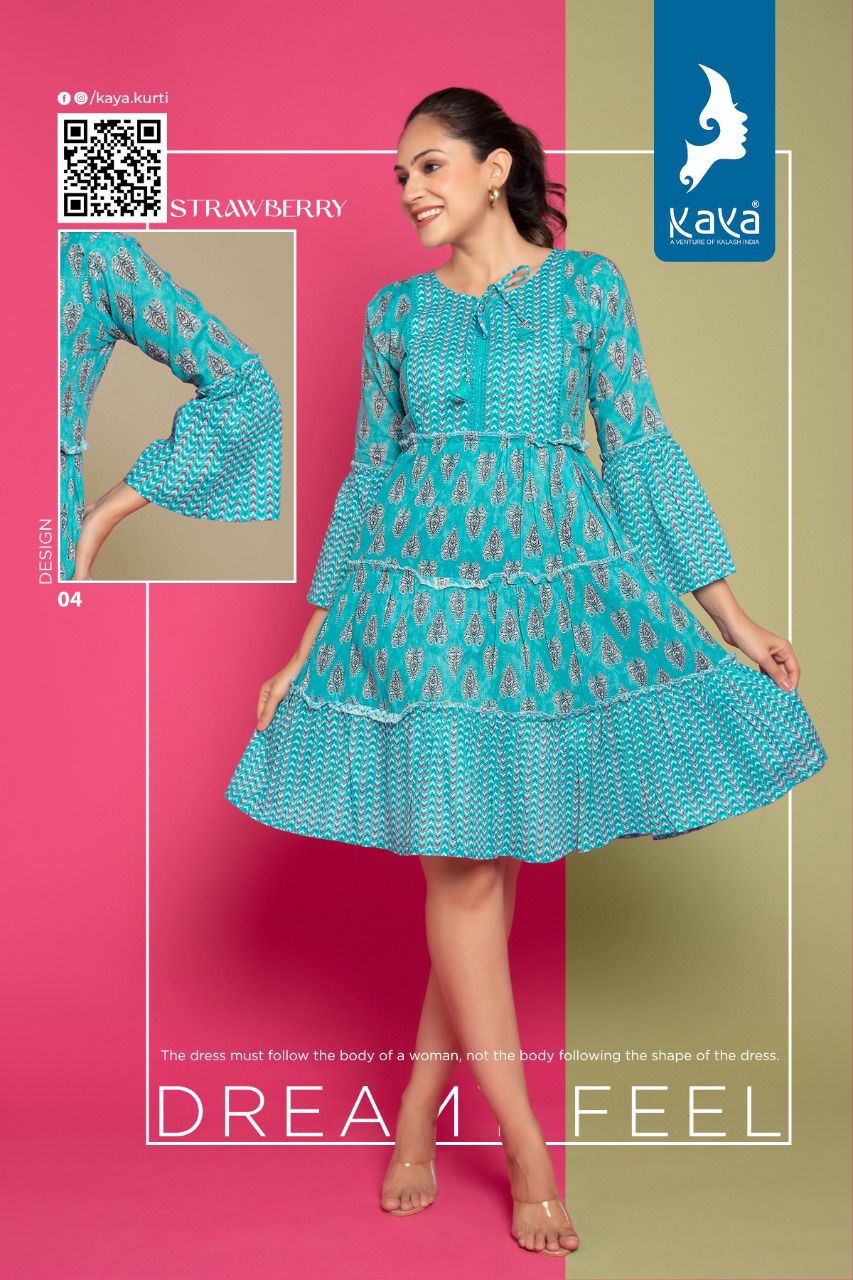 Kaya Strawberry Classic Cotton Printed Party Wear Western Kurti Collection